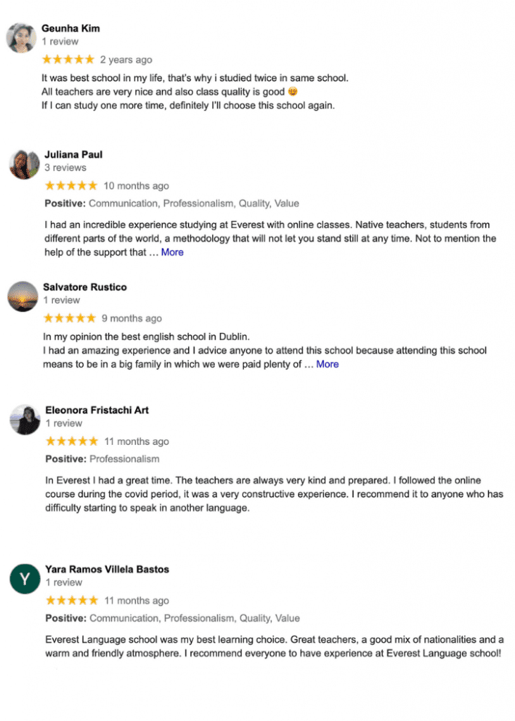 English School Reviews and Testimonials "The BEST school"