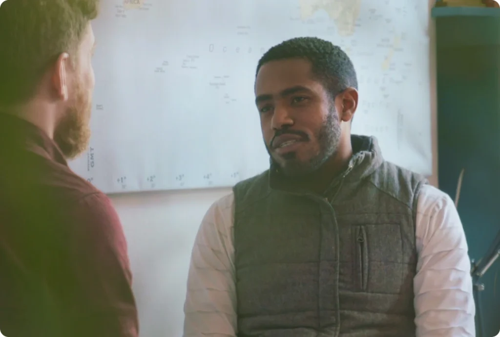 Teacher explaining grammar - Conor